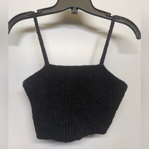 Free People Black Textured Knit Crop Top SIZE S